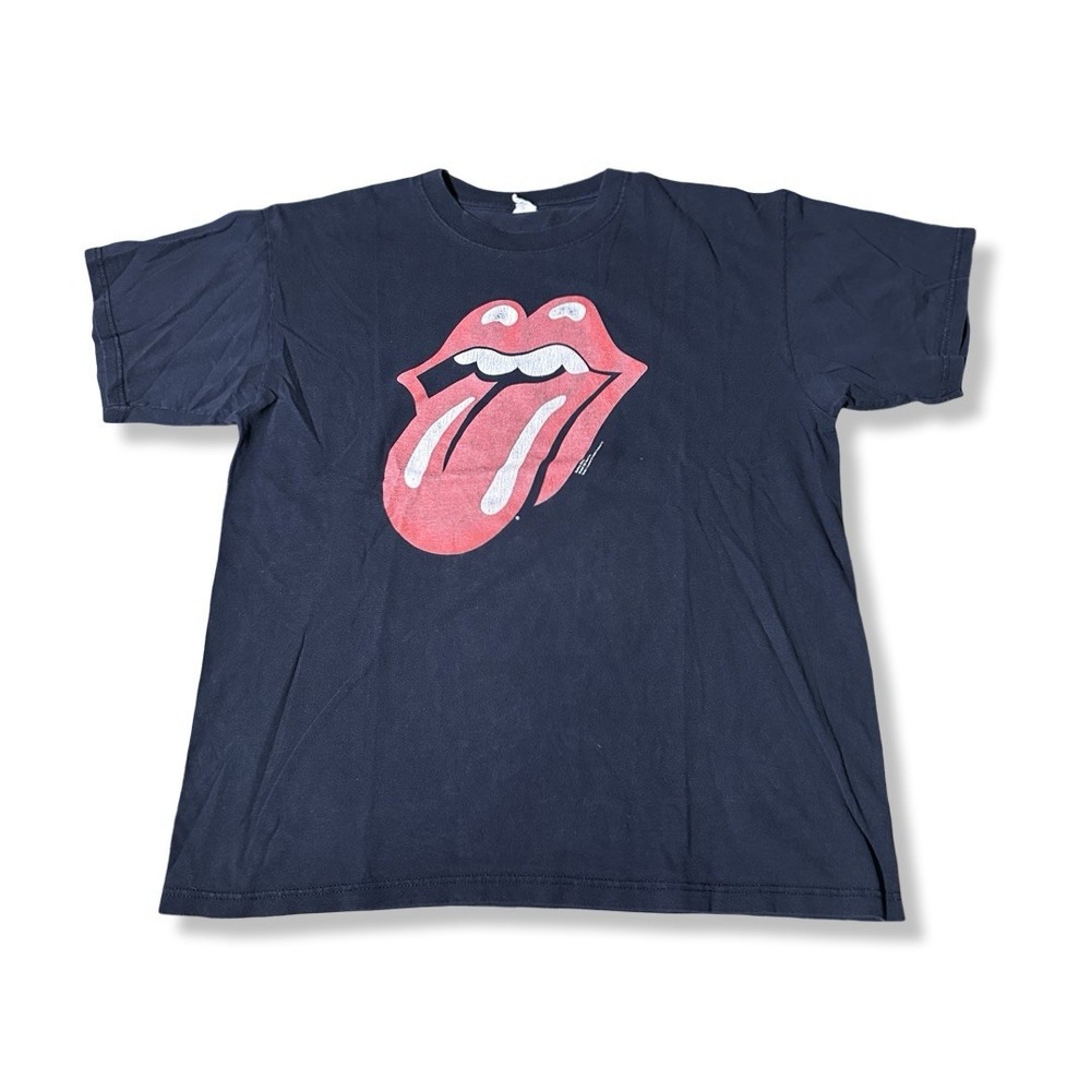 Vintage 2002 The Rolling Stones "Hot Lips" Black T-shirt Size Medium Preowned